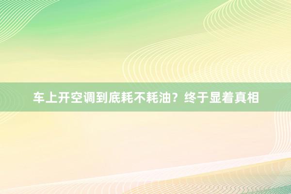 车上开空调到底耗不耗油？终于显着真相