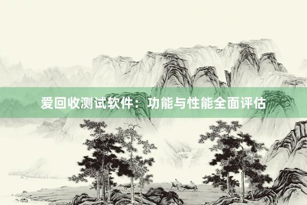 爱回收测试软件：功能与性能全面评估